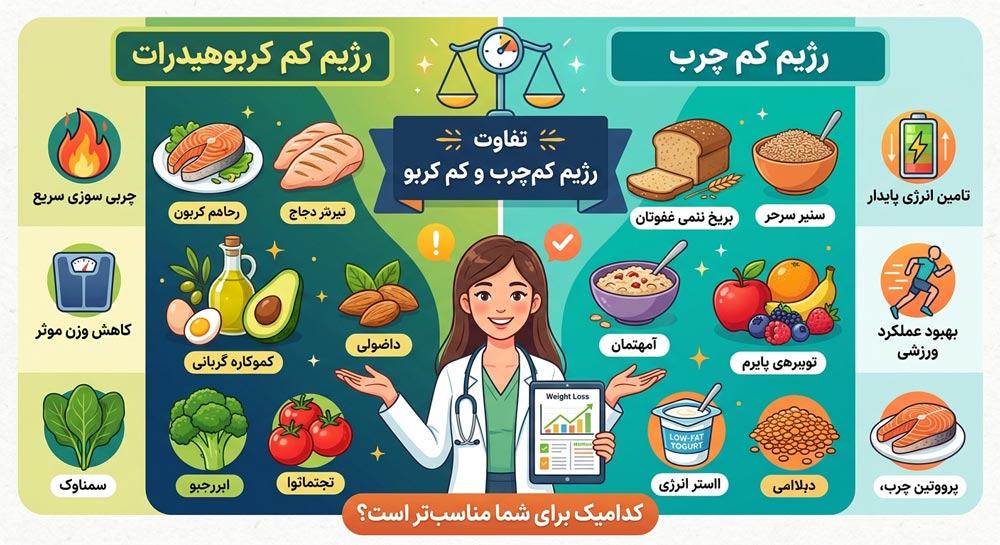 رژیم کم کربوهیدرات یا کم چرب